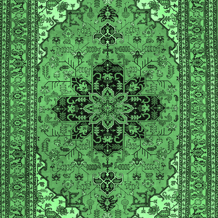 Machine Washable Medallion Emerald Green Traditional Area Rugs, wshtr1137emgrn