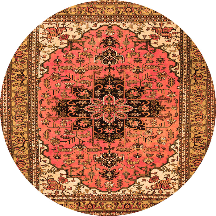 Machine Washable Medallion Orange Traditional Area Rugs, wshtr1137org