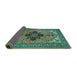 Sideview of Medallion Turquoise Traditional Rug, tr1137turq