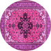 Round Medallion Pink Traditional Rug, tr1137pnk