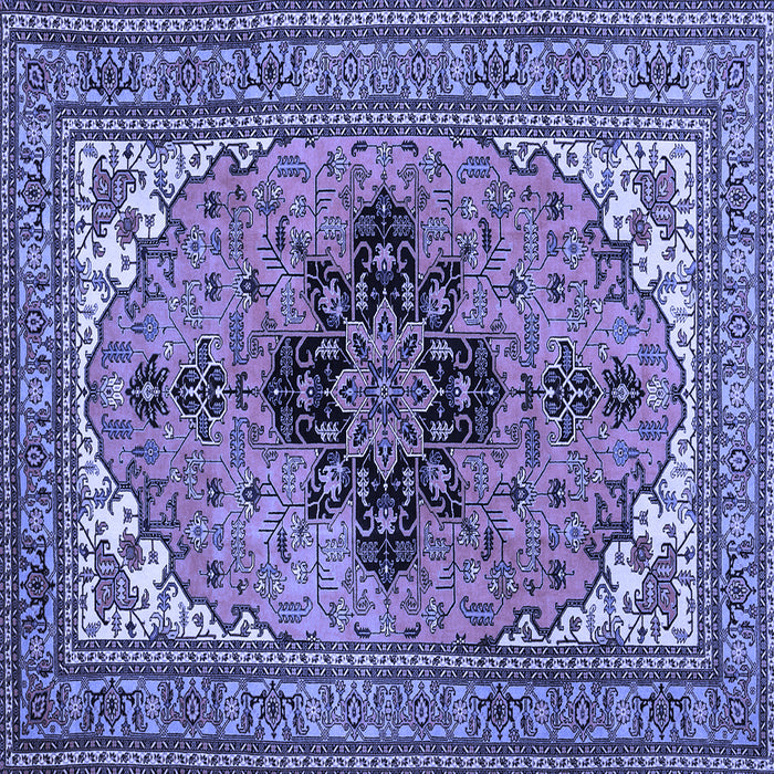 Square Medallion Blue Traditional Rug, tr1137blu