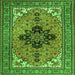 Round Machine Washable Medallion Green Traditional Area Rugs, wshtr1137grn