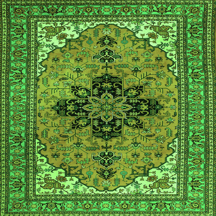 Serging Thickness of Medallion Green Traditional Rug, tr1137grn