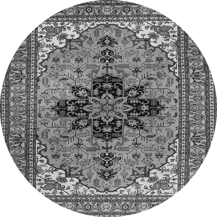Machine Washable Medallion Gray Traditional Rug, wshtr1137gry