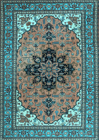 Medallion Light Blue Traditional Rug, tr1137lblu