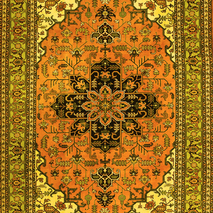 Machine Washable Medallion Yellow Traditional Rug, wshtr1137yw