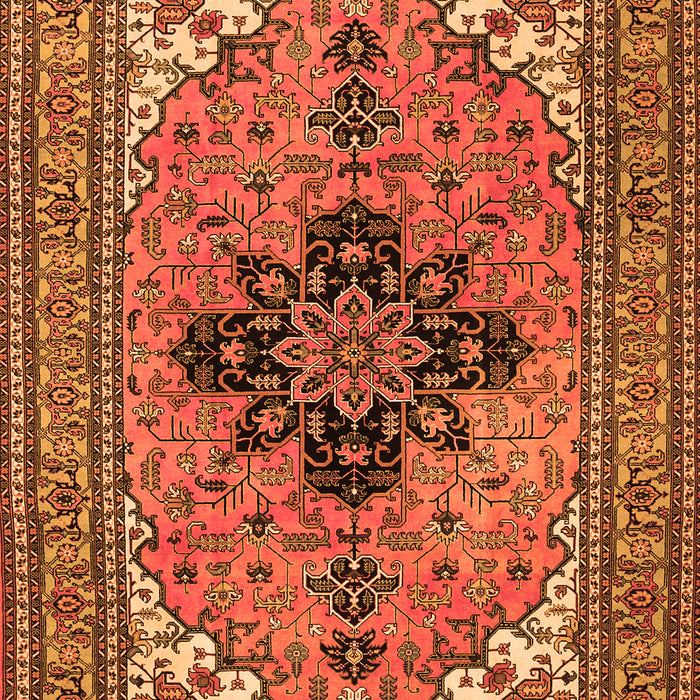 Serging Thickness of Machine Washable Medallion Orange Traditional Area Rugs, wshtr1137org