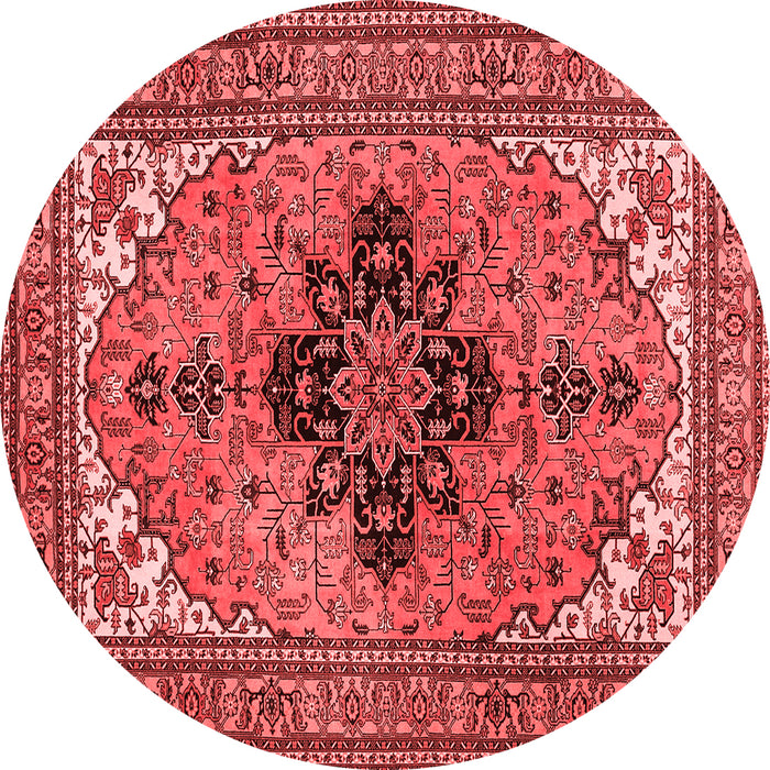 Machine Washable Medallion Red Traditional Rug, wshtr1137red