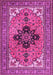 Machine Washable Medallion Pink Traditional Rug, wshtr1137pnk