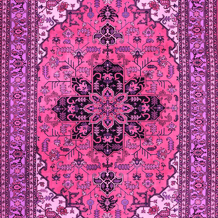 Machine Washable Medallion Pink Traditional Rug, wshtr1137pnk
