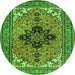 Square Medallion Green Traditional Rug, tr1137grn