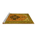 Sideview of Machine Washable Medallion Yellow Traditional Rug, wshtr1137yw