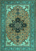 Machine Washable Medallion Turquoise Traditional Area Rugs, wshtr1137turq