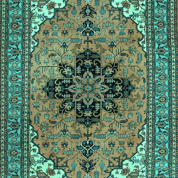 Machine Washable Medallion Turquoise Traditional Area Rugs, wshtr1137turq