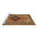 Sideview of Machine Washable Medallion Brown Traditional Rug, wshtr1137brn