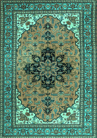 Medallion Turquoise Traditional Rug, tr1137turq