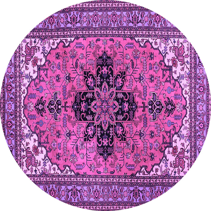 Round Medallion Purple Traditional Rug, tr1137pur