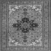 Round Machine Washable Medallion Gray Traditional Rug, wshtr1137gry