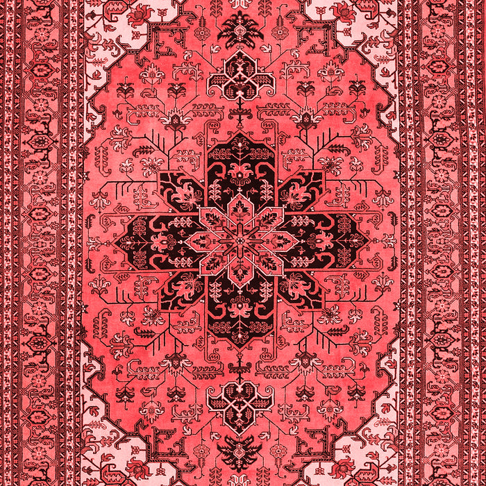 Machine Washable Medallion Red Traditional Rug, wshtr1137red
