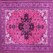 Square Machine Washable Medallion Pink Traditional Rug, wshtr1137pnk