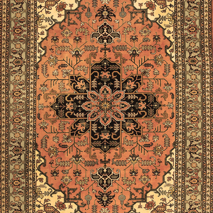 Machine Washable Medallion Brown Traditional Rug, wshtr1137brn