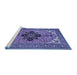 Sideview of Machine Washable Medallion Blue Traditional Rug, wshtr1137blu