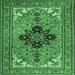 Square Medallion Emerald Green Traditional Rug, tr1137emgrn