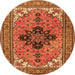 Square Medallion Orange Traditional Rug, tr1137org