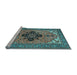 Sideview of Machine Washable Medallion Light Blue Traditional Rug, wshtr1137lblu