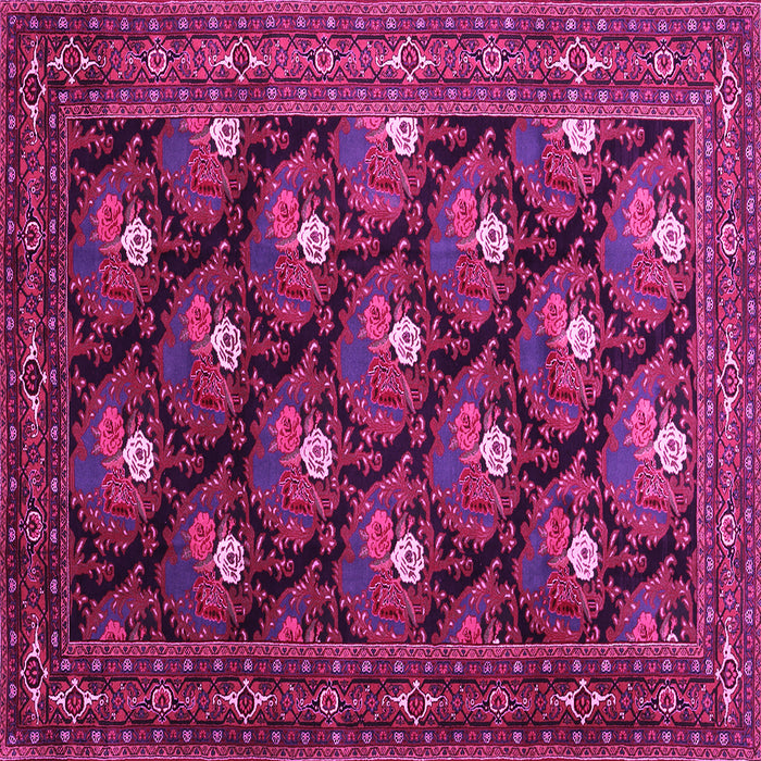 Square Machine Washable Persian Pink Traditional Rug, wshtr1138pnk
