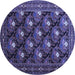 Round Machine Washable Persian Blue Traditional Rug, wshtr1138blu