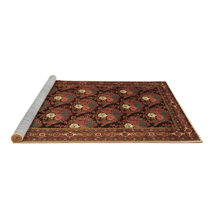 Sideview of Machine Washable Persian Brown Traditional Rug, wshtr1138brn