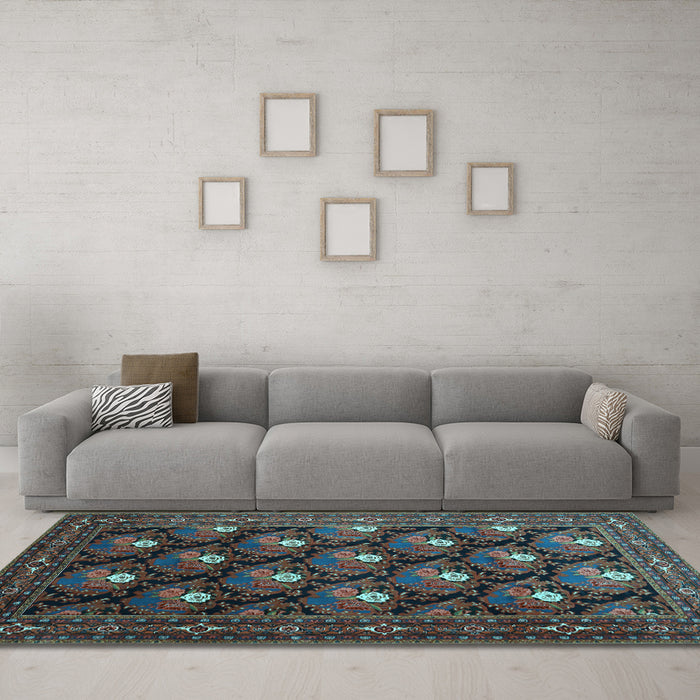 Machine Washable Persian Light Blue Traditional Rug in a Living Room, wshtr1138lblu