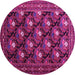 Round Persian Pink Traditional Rug, tr1138pnk