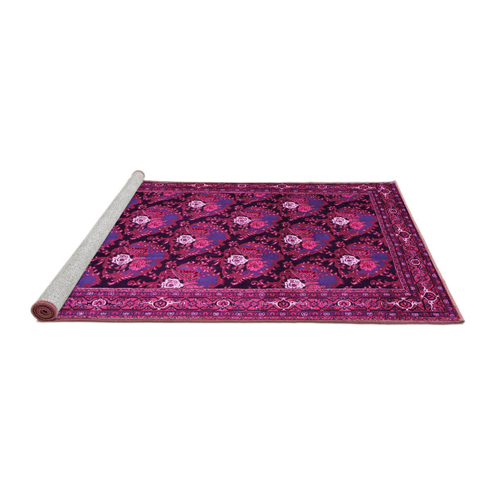 Sideview of Machine Washable Persian Pink Traditional Rug, wshtr1138pnk