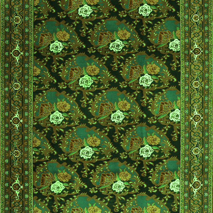 Serging Thickness of Machine Washable Persian Green Traditional Area Rugs, wshtr1138grn