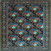 Square Machine Washable Persian Light Blue Traditional Rug, wshtr1138lblu