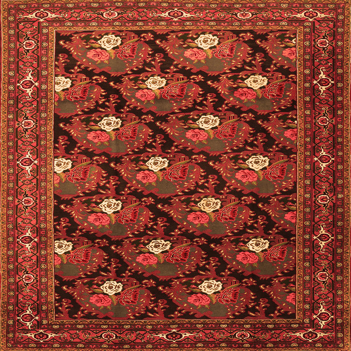 Round Machine Washable Persian Orange Traditional Area Rugs, wshtr1138org