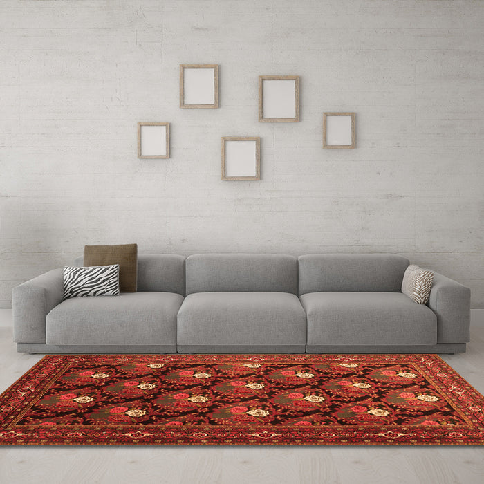 Machine Washable Persian Orange Traditional Area Rugs in a Living Room, wshtr1138org