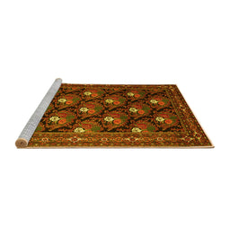 Sideview of Machine Washable Persian Yellow Traditional Rug, wshtr1138yw