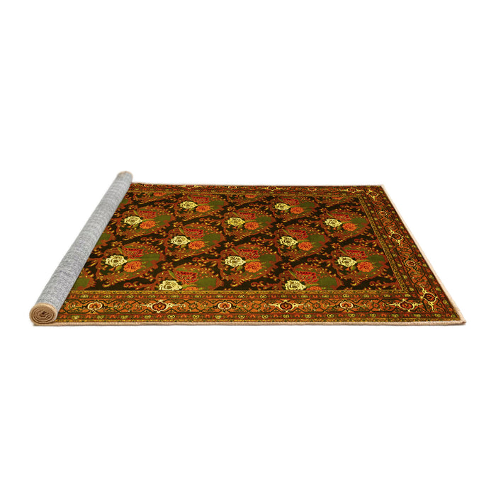 Sideview of Machine Washable Persian Yellow Traditional Rug, wshtr1138yw
