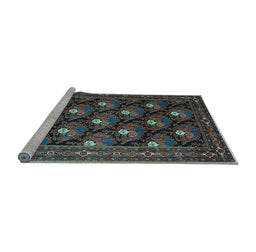 Sideview of Machine Washable Persian Light Blue Traditional Rug, wshtr1138lblu
