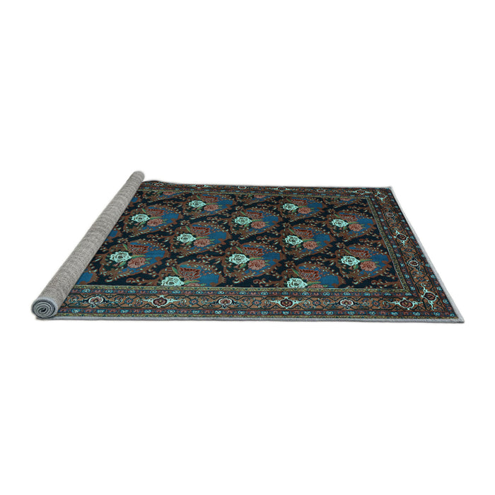 Sideview of Machine Washable Persian Light Blue Traditional Rug, wshtr1138lblu