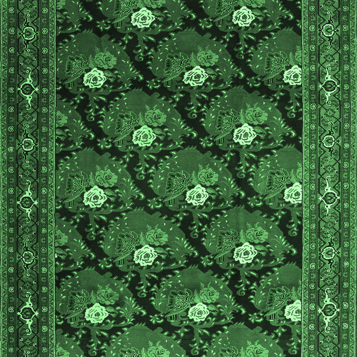 Machine Washable Persian Emerald Green Traditional Area Rugs, wshtr1138emgrn
