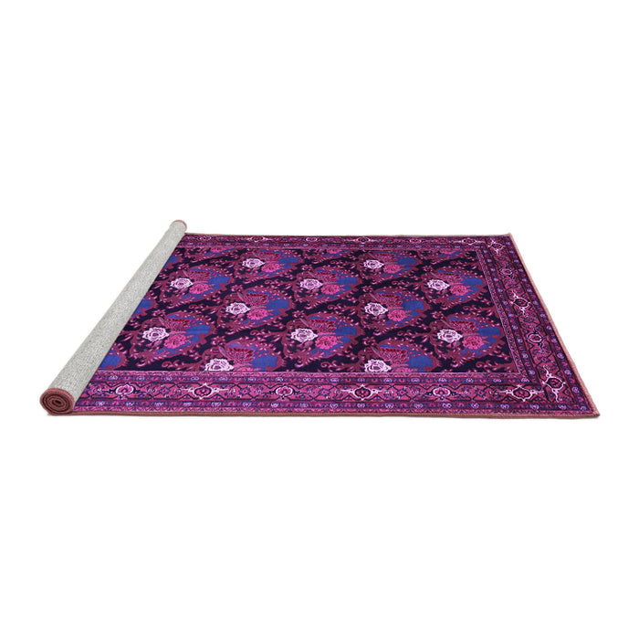 Sideview of Machine Washable Persian Purple Traditional Area Rugs, wshtr1138pur