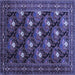 Square Persian Blue Traditional Rug, tr1138blu