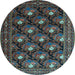 Round Machine Washable Persian Light Blue Traditional Rug, wshtr1138lblu