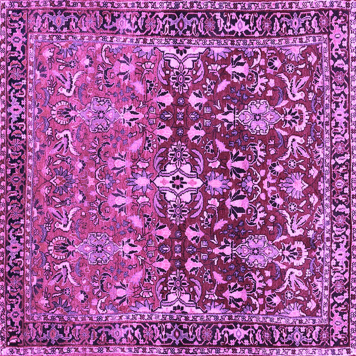 Square Machine Washable Persian Purple Traditional Area Rugs, wshtr1139pur