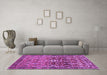 Machine Washable Persian Purple Traditional Area Rugs in a Living Room, wshtr1139pur