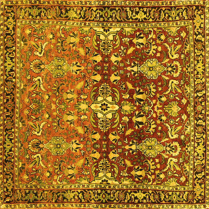 Square Machine Washable Persian Yellow Traditional Rug, wshtr1139yw